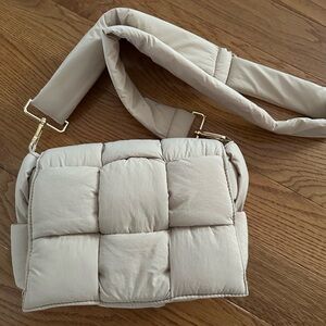 Beige Quilted Crossbody Bag